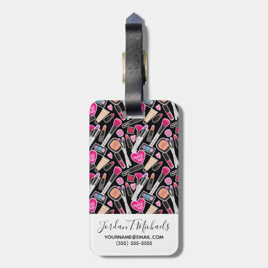 Addieren Sie Ihr Namens| Neonmake-upmuster Gepäckanhänger (Rückseite vertikal)