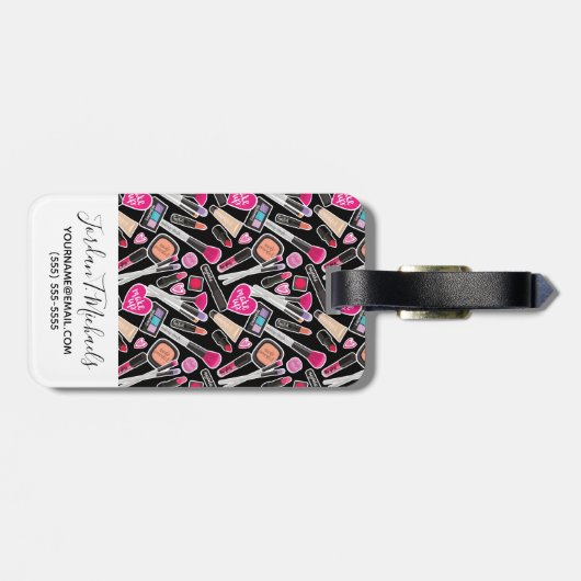 Addieren Sie Ihr Namens| Neonmake-upmuster Gepäckanhänger (Rückseite horizontal)