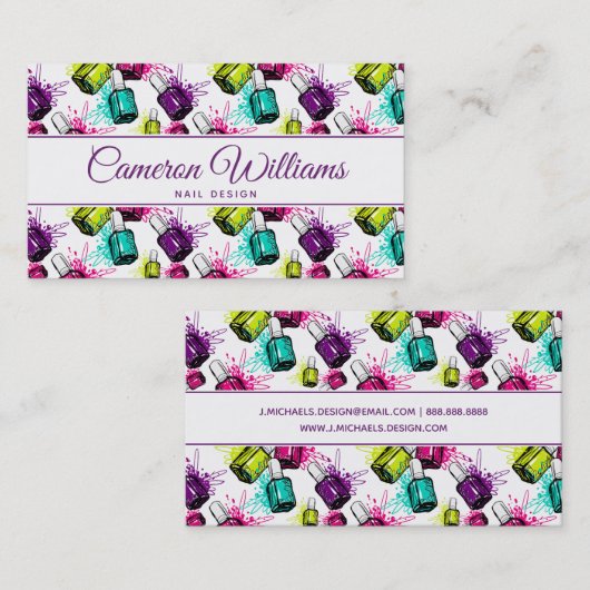 Addieren Sie Ihr Namens| Neonnagellack-Muster Visitenkarte (Vorne/Hinten)