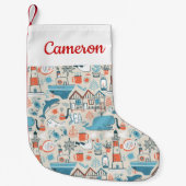 Addieren Sie Ihr Namens| Nordsee-niedliches Kleiner Weihnachtsstrumpf (Vorderseite)