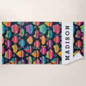 Addieren Sie Ihr Namens| Ozean-Transport-Muster Strandtuch (Vorderseite)