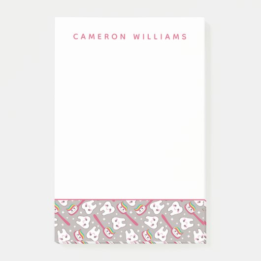 Addieren Sie Ihr Namens| Regenbogen-Zahn-Muster Post-it Klebezettel (Vorderseite)