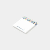 Addieren Sie Ihr Namens| Retro Halbrund-Muster Post-it Klebezettel (angewinkelt)