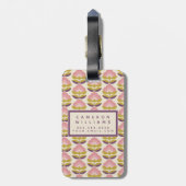 Addieren Sie Ihr Namens| Retro rosa u. lila Gepäckanhänger (Rückseite vertikal)