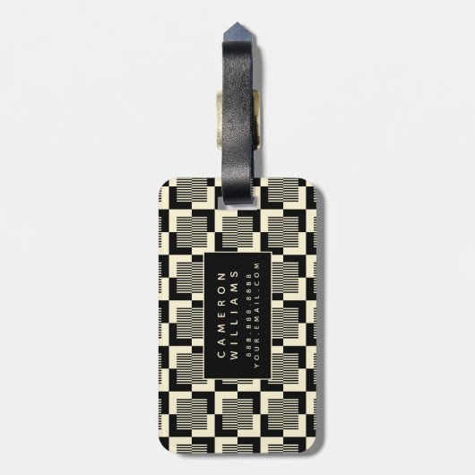 Addieren Sie Ihr Namens| Retro Schwarzes u. Gepäckanhänger (Rückseite vertikal)