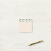 Addieren Sie Ihr Namens| Retro Türkis-Blumenmuster Post-it Klebezettel (Auf Schreibtisch)