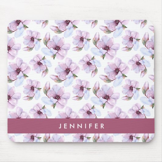 Addieren Sie Ihr Namens| romantisches Blumenmuster Mousepad (Vorne)