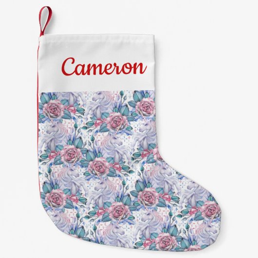 Addieren Sie Ihr Namens| rosa u. blaues Kleiner Weihnachtsstrumpf (Vorderseite)