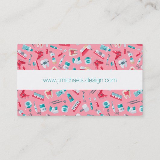 Addieren Sie Ihr Namens| rosa zahnmedizinisches Visitenkarte (Rückseite)