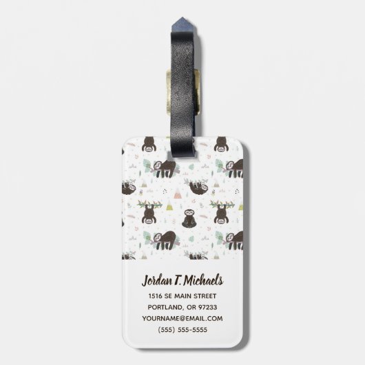 Addieren Sie Ihr Namens| schläfriges süßes Gepäckanhänger (Rückseite vertikal)