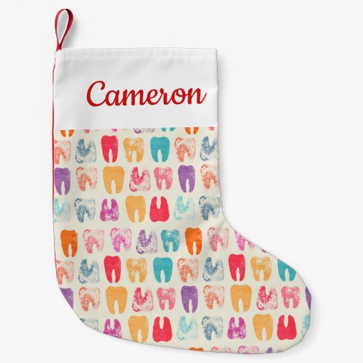 Addieren Sie Ihr Namens| Schmutz-Zahn-Muster Kleiner Weihnachtsstrumpf (Vorderseite)