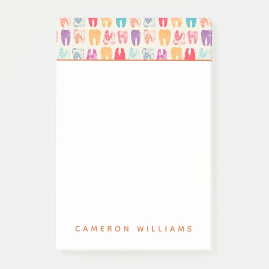 Addieren Sie Ihr Namens| Schmutz-Zahn-Muster Post-it Klebezettel (Vorderseite)