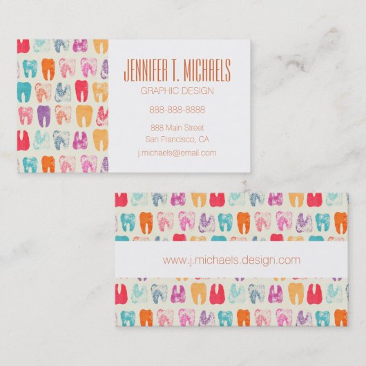 Addieren Sie Ihr Namens| Schmutz-Zahn-Muster Visitenkarte (Vorne/Hinten)