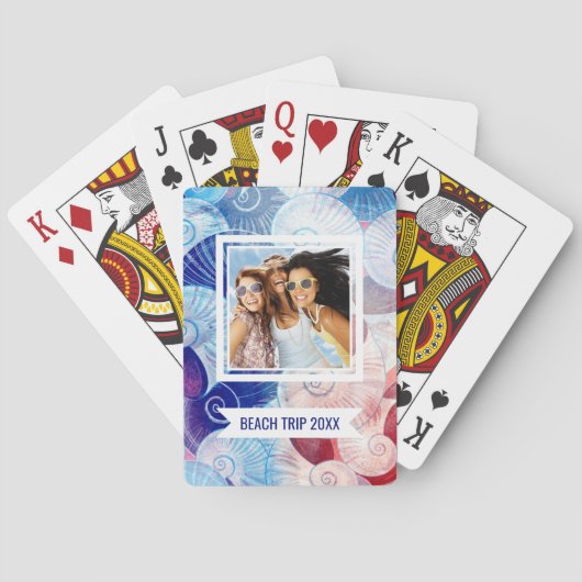 Addieren Sie Ihr Namens| Seashell-Szenen-Muster Spielkarten (Rückseite)