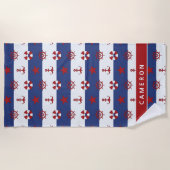 Addieren Sie Ihr Namens| SeeUS Flagge-Muster Strandtuch (Vorderseite)