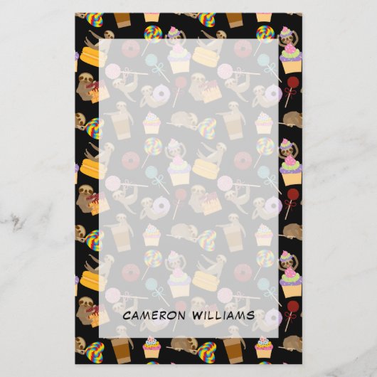 Addieren Sie Ihr Namens| Sloth-süßes Briefpapier (Vorderseite)