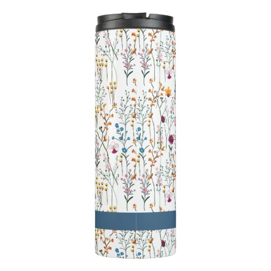 Addieren Sie Ihr Namens| Sommer-Wildblume-Muster Thermosbecher (Rückseite)