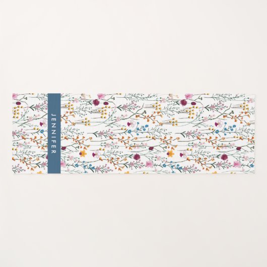 Addieren Sie Ihr Namens| Sommer-Wildblume-Muster Yogamatte (Vorderseite (Horizontal))