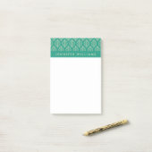 Addieren Sie Ihr Namens| stilisiertes grünes Post-it Klebezettel (Auf Schreibtisch)