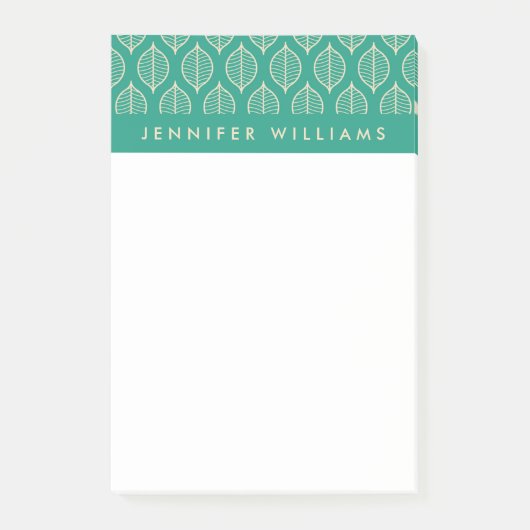 Addieren Sie Ihr Namens| stilisiertes grünes Post-it Klebezettel (Vorderseite)