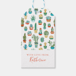 Addieren Sie Ihr Namens  Succulents-Muster Geschenkanhänger