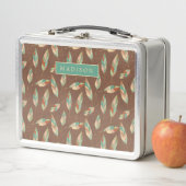 Addieren Sie Ihr Namens| Südwestfeder-Muster Metall Lunch Box (Beispiel)