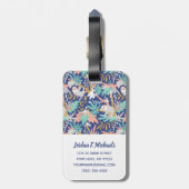 Addieren Sie Ihr Namens| tropisches blaues Gepäckanhänger (Rückseite vertikal)