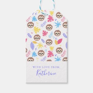 Addieren Sie Ihr Namens tropisches Sloth-u. Geschenkanhänger
