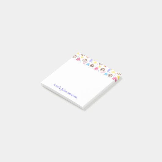 Addieren Sie Ihr Namens| tropisches Sloth-u. Post-it Klebezettel (angewinkelt)