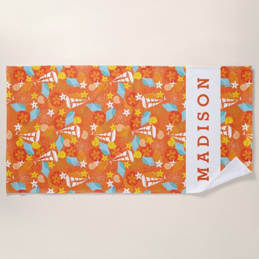 Addieren Sie Ihr Namens| tropisches Strandtuch (Vorderseite)