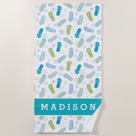 Addieren Sie Ihr Namens| umdrehen Reinfall-Muster Strandtuch (Vorderseite)