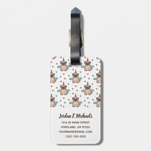 Addieren Sie Ihr Namens| Unipug Muster Gepäckanhänger (Rückseite vertikal)