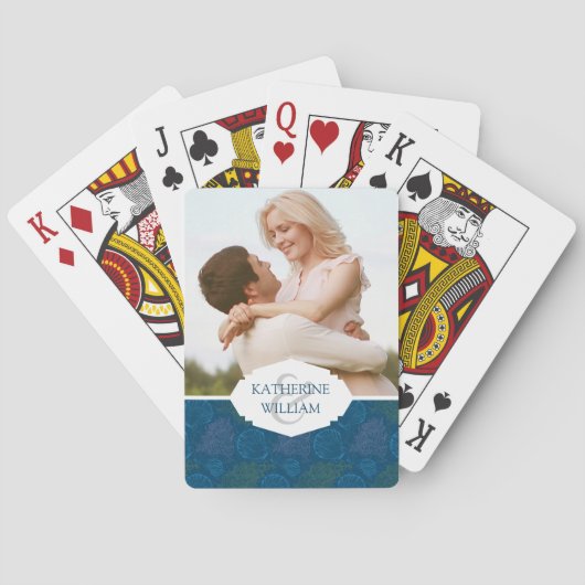 Addieren Sie Ihr Namens| Vintages Seemuster Spielkarten (Rückseite)