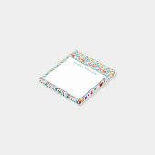 Addieren Sie Ihr Namens| Volkskunst-Blumen-Muster Post-it Klebezettel (angewinkelt)