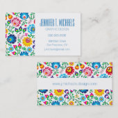 Addieren Sie Ihr Namens| Volkskunst-Blumen-Muster Visitenkarte (Vorne/Hinten)