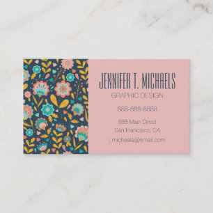 Addieren Sie Ihr Namens Volkskunst-Blumen-Muster Visitenkarte