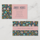 Addieren Sie Ihr Namens| Volkskunst-Blumen-Muster Visitenkarte (Vorne/Hinten)