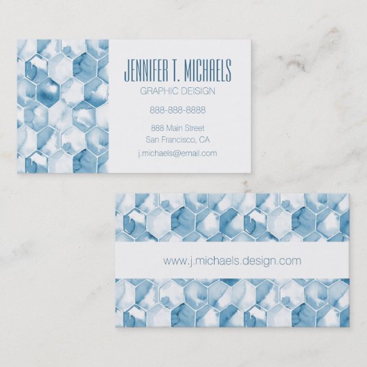 Addieren Sie Ihr Namens| weiches blaues Aquarell Visitenkarte (Vorne/Hinten)