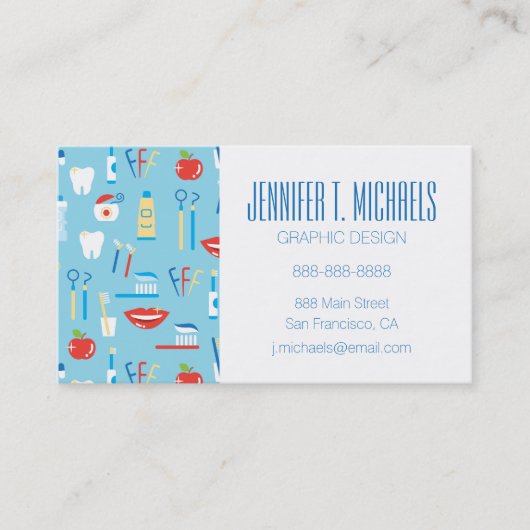 Addieren Sie Ihr Namens| zahnmedizinisches blaues Visitenkarte (Vorderseite)