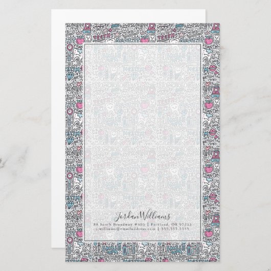 Addieren Sie Ihr Namens| zahnmedizinisches Briefpapier (Vorne/Hinten)