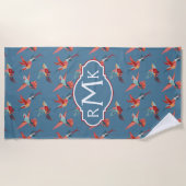 Addieren Sie Ihr Retro Kolibri-Muster des Strandtuch (Vorderseite)