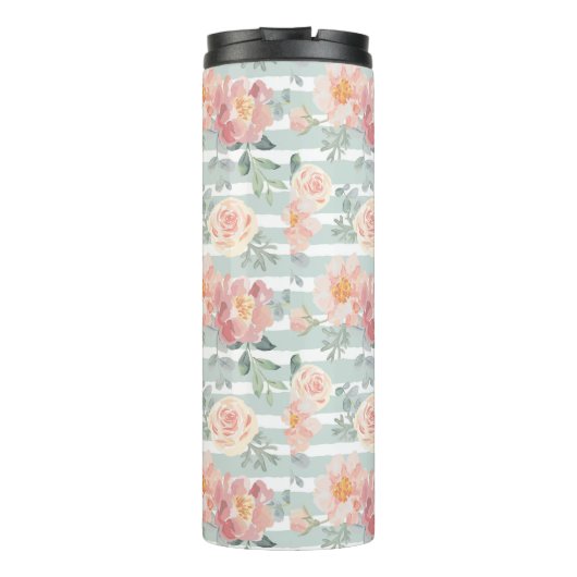 Addieren Sie Ihr Rosen-Streifen-Muster des Thermosbecher (Rückseite)