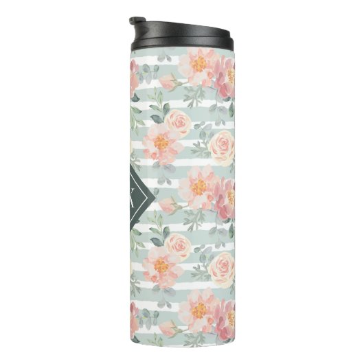 Addieren Sie Ihr Rosen-Streifen-Muster des Thermosbecher (Nach rechts gedreht)