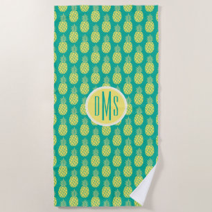 Addieren Sie Ihre Ananas des Monogramm- Pastel Strandtuch