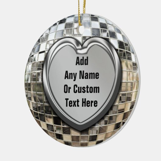 Addieren Sie Ihre eigene Text-Disco Mirrorball Keramik Ornament (Links)