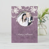 Addieren Sie Ihre Foto-Spitze Bride&Groom Hochzeit Einladung (Stehend Vorderseite)