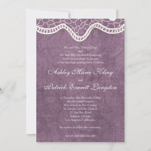 Addieren Sie Ihre Foto-Spitze Bride&Groom Hochzeit Einladung (Rückseite)