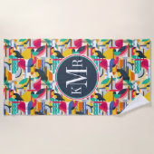 Addieren Sie Ihre geometrischen tropischen Vögel Strandtuch (Vorderseite)