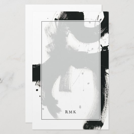 Addieren Sie Ihre Initialen| Onyx-Geste Briefpapier (Vorne/Hinten)