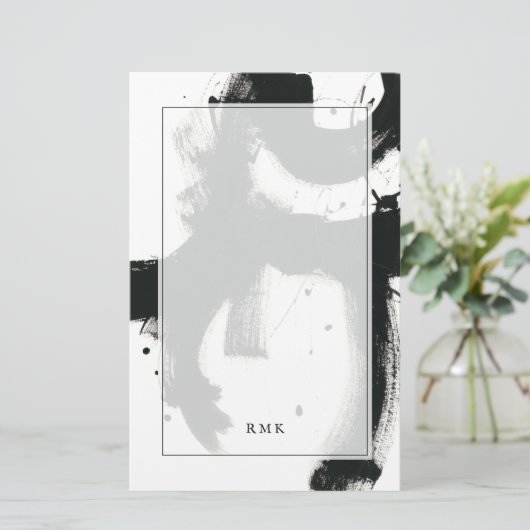 Addieren Sie Ihre Initialen| Onyx-Geste Briefpapier (Stehend Vorderseite)